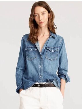 J. Crew Slim-fit Pearl Snap chambray shirt
